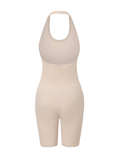 Ribbed Halter Neck Low Back Bodysuit