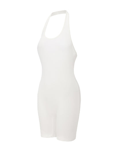 Ribbed Halter Neck Low Back Bodysuit