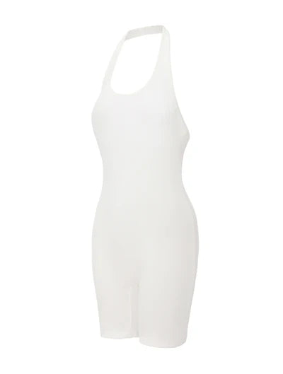 Ribbed Halter Neck Low Back Bodysuit
