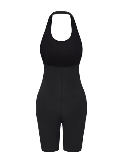 Ribbed Halter Neck Low Back Bodysuit