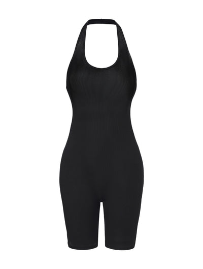 Ribbed Halter Neck Low Back Bodysuit