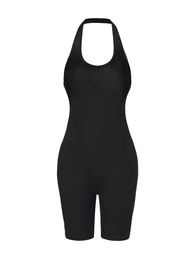 Ribbed Halter Neck Low Back Bodysuit
