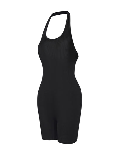 Ribbed Halter Neck Low Back Bodysuit