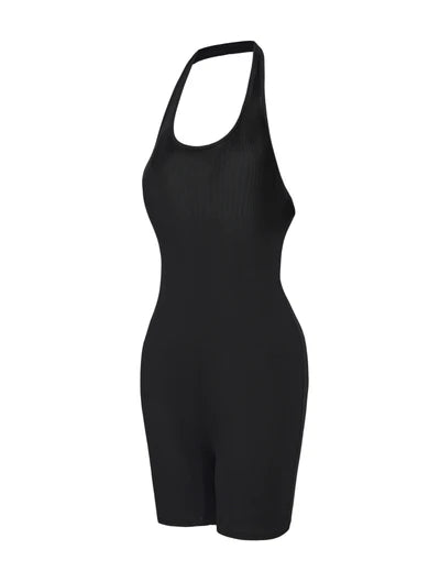 Ribbed Halter Neck Low Back Bodysuit