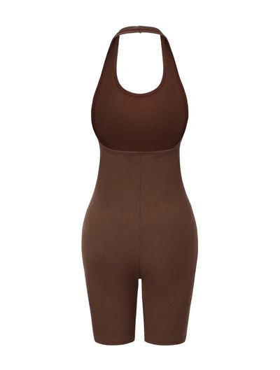 Ribbed Halter Neck Low Back Bodysuit